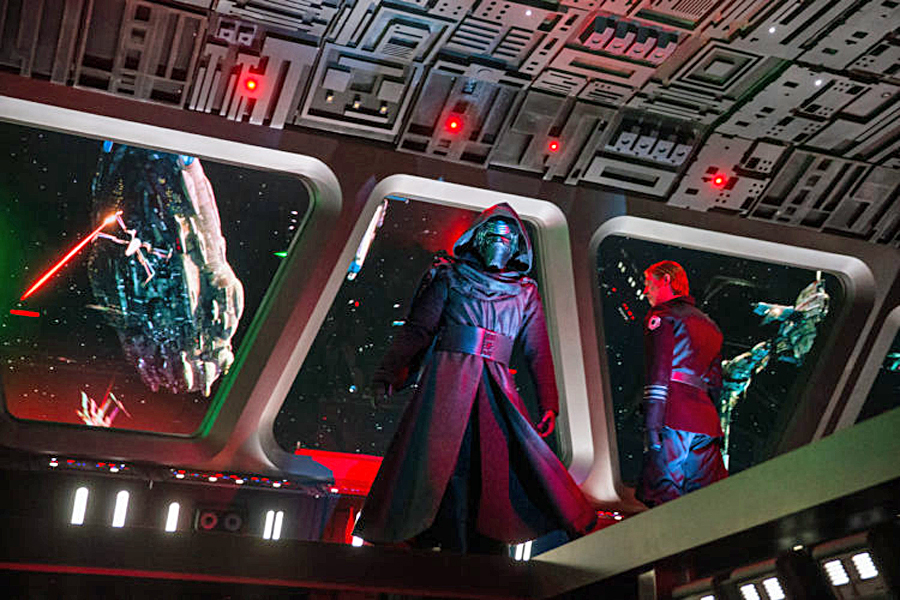 Guests come face to face with First Order Supreme Leader Kylo Ren as they stumble into the bridge of a Star Destroyer in Star Wars: Rise of the Resistance, the groundbreaking new attraction opening Dec. 5, 2019, inside Star Wars: Galaxy’s Edge at Disney’s Hollywood Studios in Florida and Jan. 17, 2020, at Disneyland Park in California