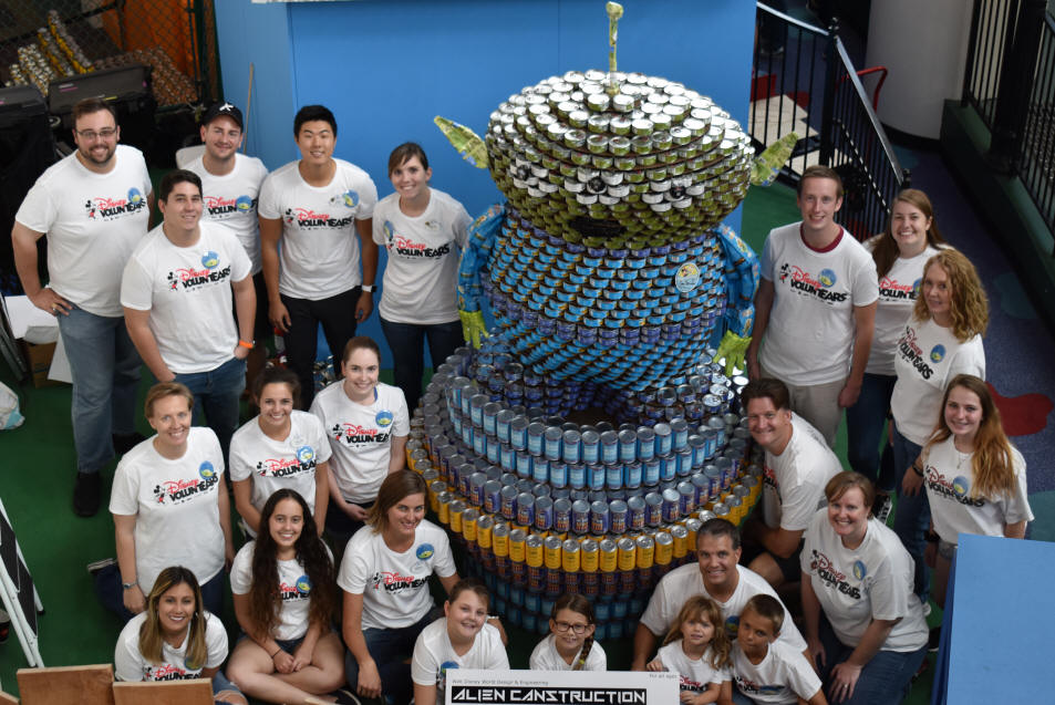 Disney VoluntEARS Give Out-of-this-World Effort in CANstruction of Toy Story Land-inspired sculpture to Benefit Second Harvest Food Bank