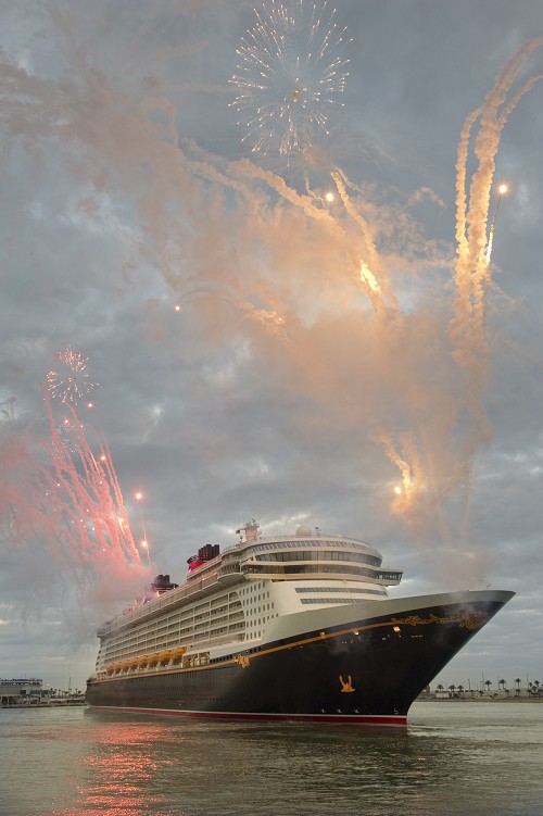 Fireworks for the Disney Dream, Disney Cruise Line's newest ship, arrives Jan. 4, 2011 for the first time to her home port of Port Canaveral, Fla.